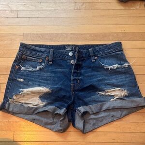 Abercrombie & Fitch Blue Distressed Jean Shorts